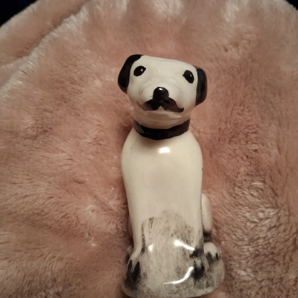 Ceramic Dog Figurine - Black and White